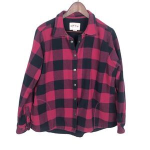 Orvis Navy Blue Pink Checkered Plaid Shaket Jacket Women's Size XXL